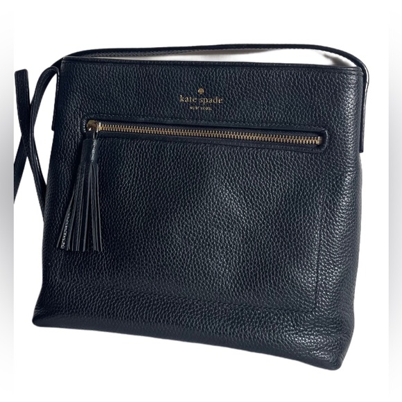 Kate Spade Black Pebbled Messenger Leather Crossbody Bag - Picture 3 of 17